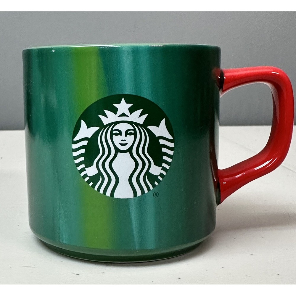 Starbucks Holiday Coffee Mug Marble Green Red Handle Coffee Mug Cup 11 oz Xmas